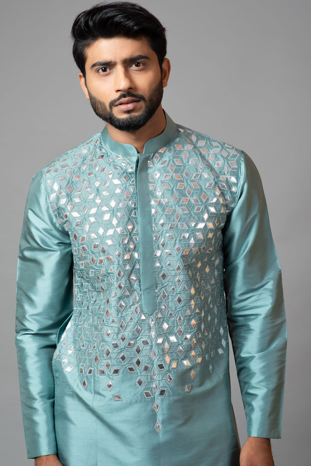 Silver Gota Patti embroidered kurta and pant pajama