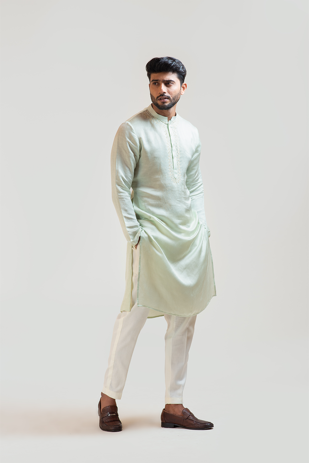 Mint Green Embroidered kurta Set