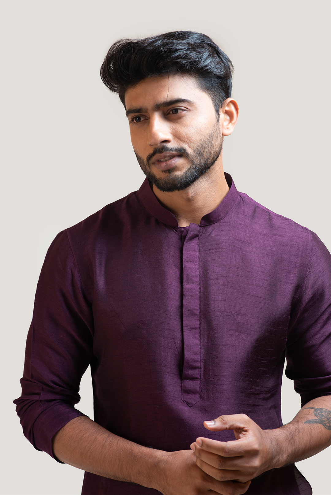 Purple A-Symmetric Kurta Set