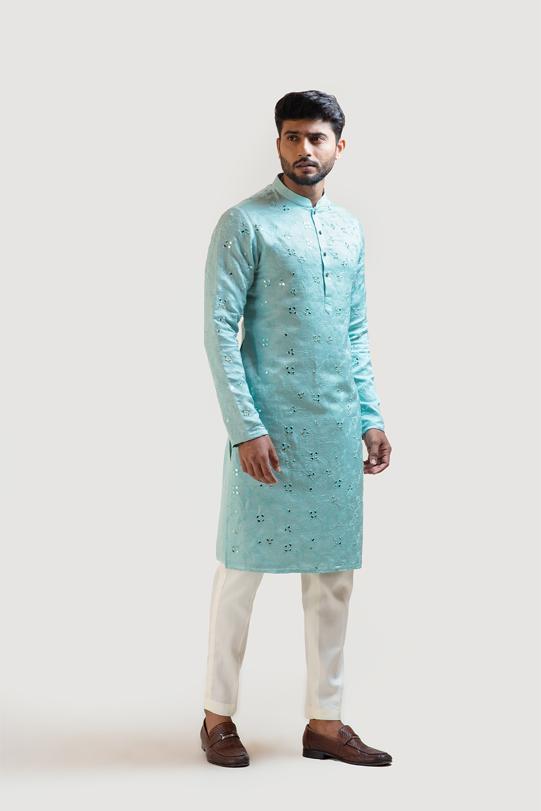 Baby blue Mirrorwork Kurta Set