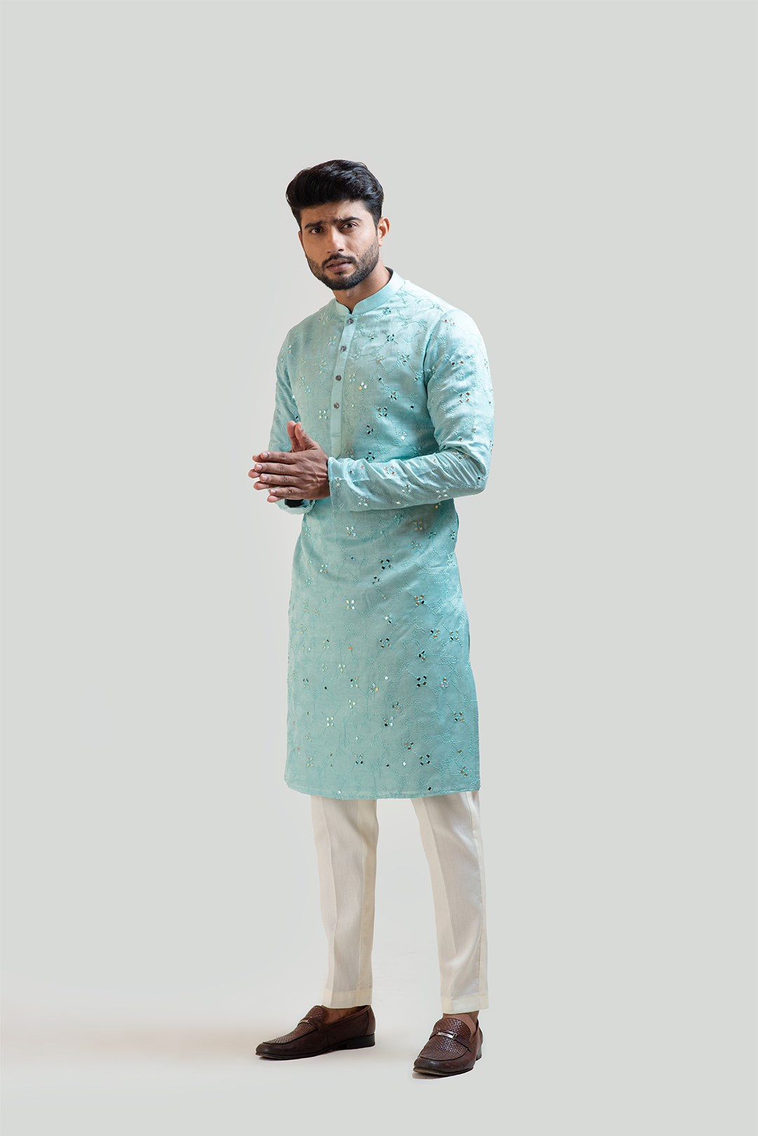 Baby blue Mirrorwork Kurta Set