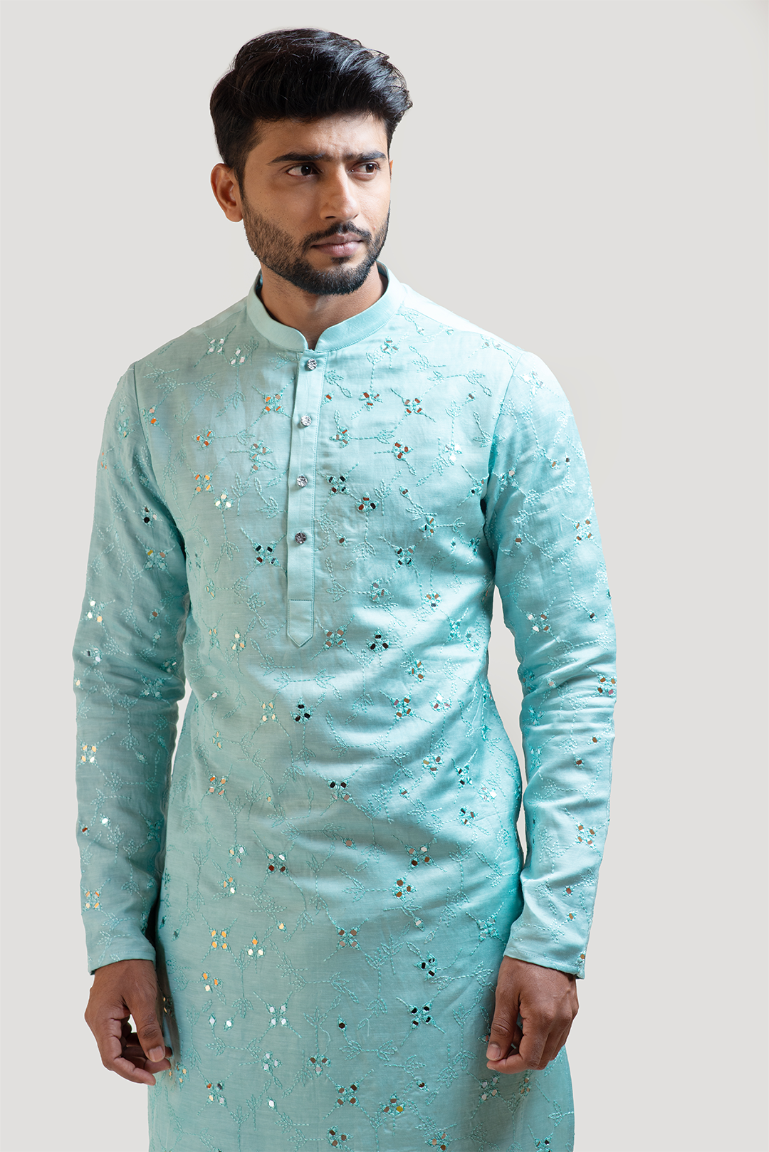 Baby blue Mirrorwork Kurta Set