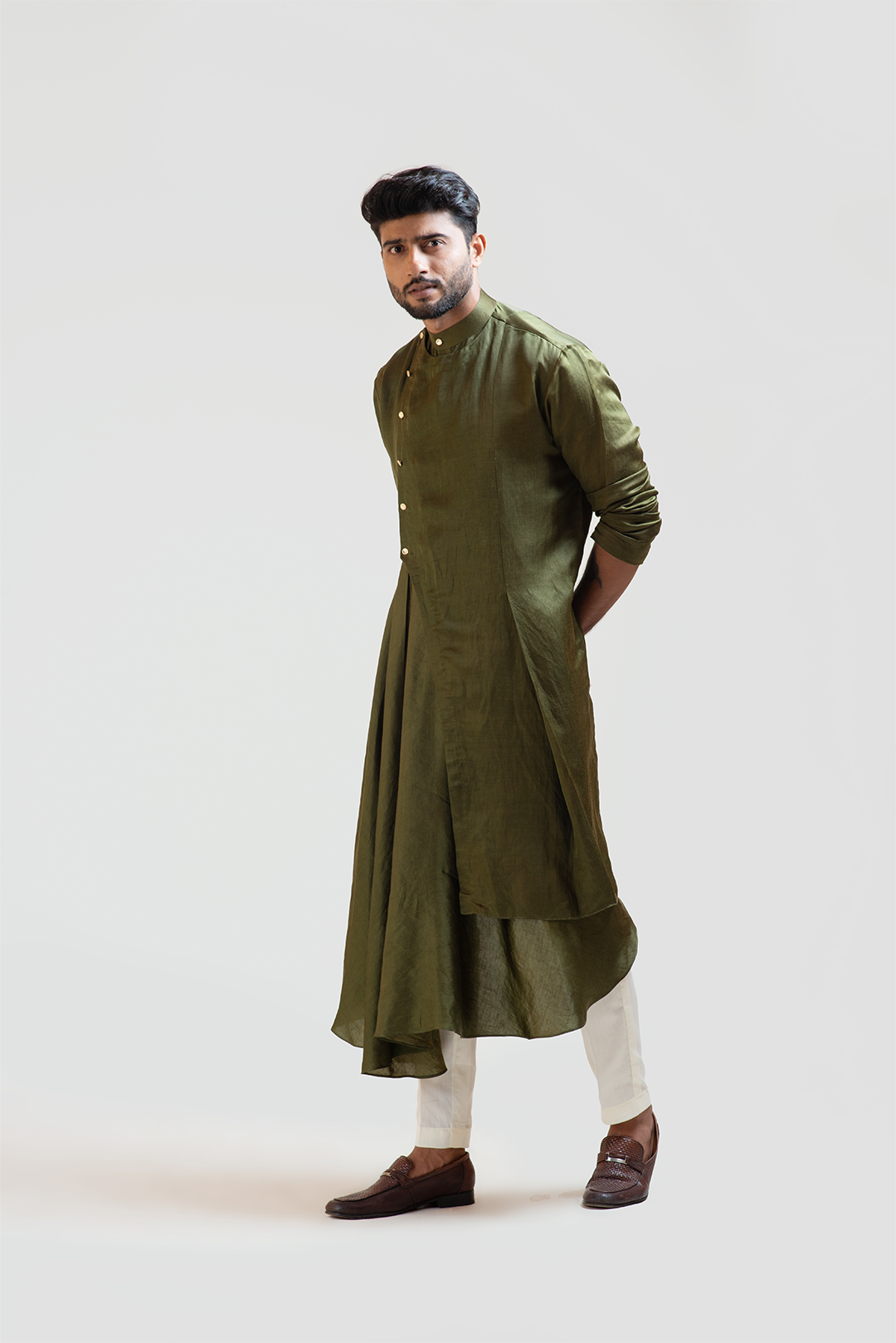 Mehendi Green Drape Kurta Set