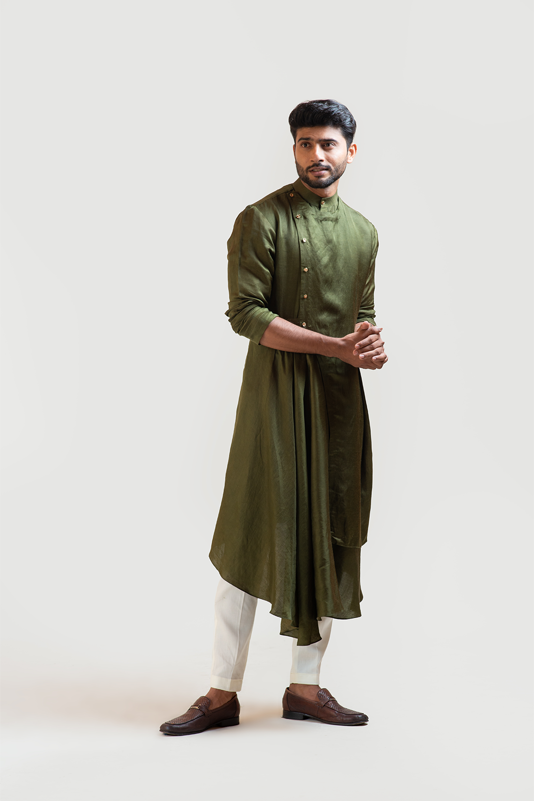 Mehendi Green Drape Kurta Set