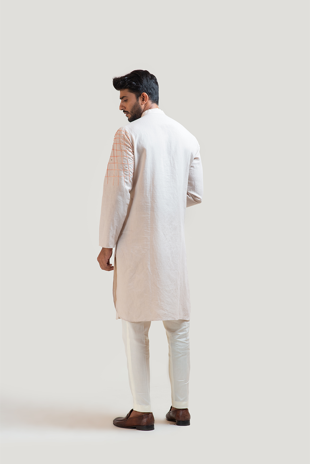 Grey Lineart Embroidered Kurta Set